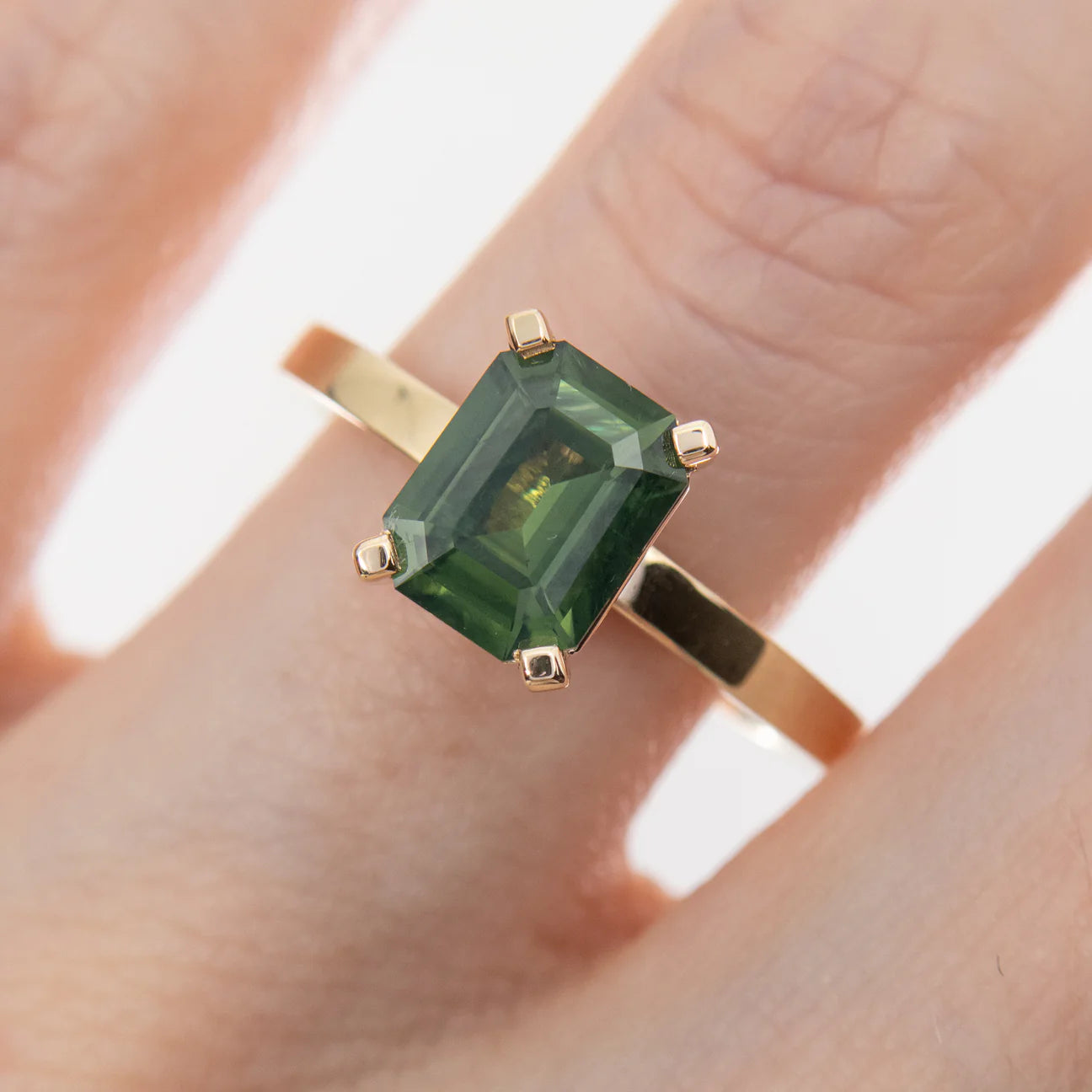 Green Sapphire Engagement Ring, 1.61 Carats