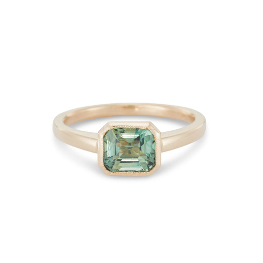 East-West Green Sapphire Engagement Ring