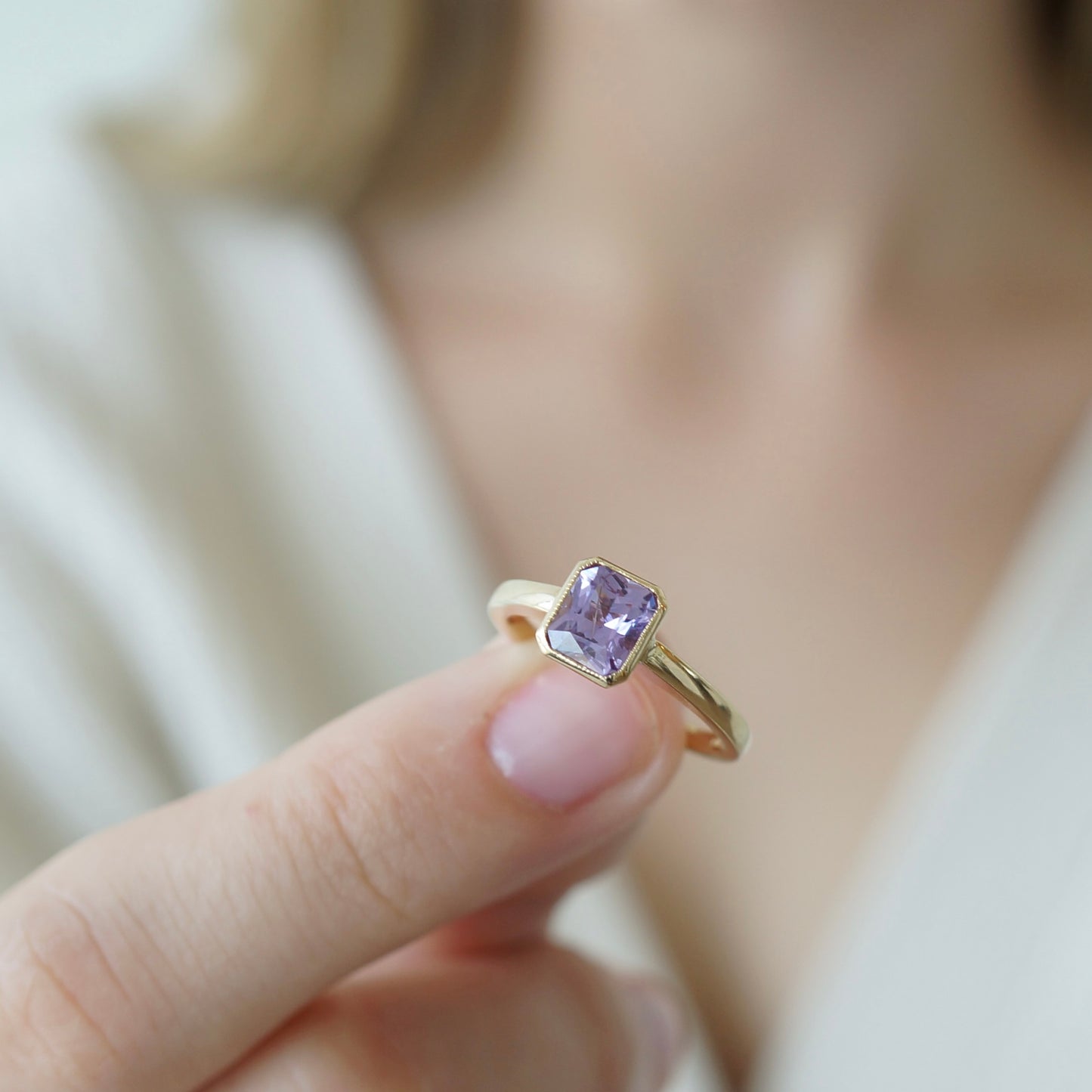 Purple Sapphire Engagement Ring, 1.22 Carats