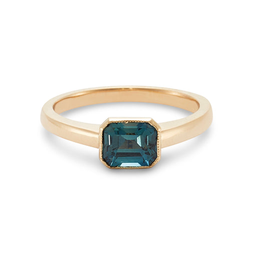 Teal Sapphire Engagement Ring